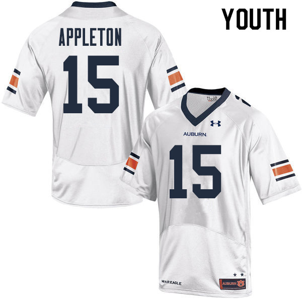 Youth Auburn Tigers #15 Wil Appleton College Football Jerseys Sale-White